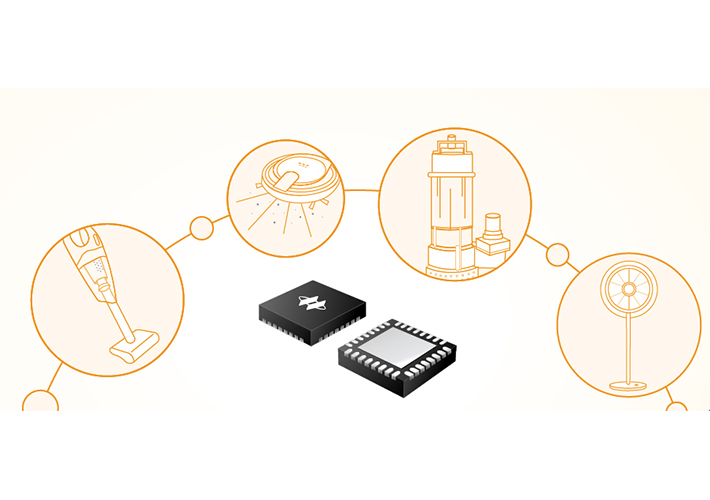 Foto MCU con control de motor BLDC para aplicaciones con PCB de pequeñas dimensiones.